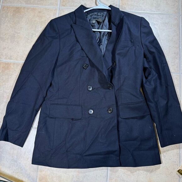 DKNY vintage blue double breasted blazer 100% wool size Y2K - Picture 1 of 5